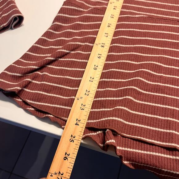 Anthropologie Campground Maroon Striped Thermal Henley Sleep Shirt Top Size L - Picture 7 of 7
